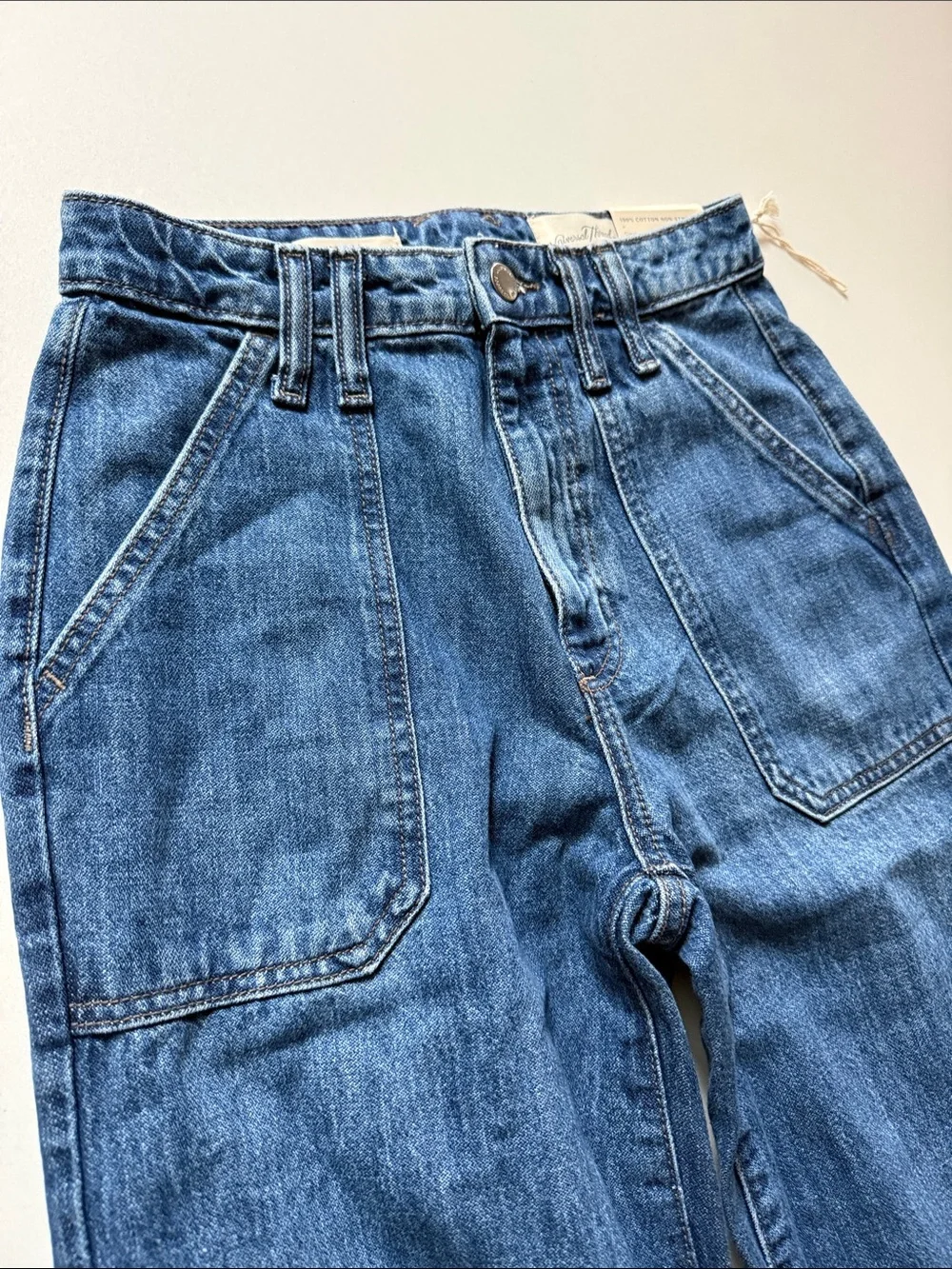 🆕 Universal Thread High-Rise Wide Leg Trouser Jeans in Medium Blue, Size 0 - Picture 4 of 11